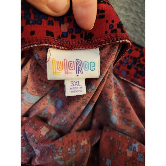 LuLaRoe Madison Skirt Women's Size 3XL Red Blue‎ Pleated Pockets Stretch NWT - Picture 5 of 7